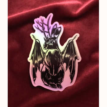 Holographic Jackalope Bat Sticker